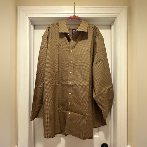 Brooks Brothers 20 36/37 (4XL) Long Sleeve Dress Shirt Yellow and Navy Checkered - Picture 1 of 3